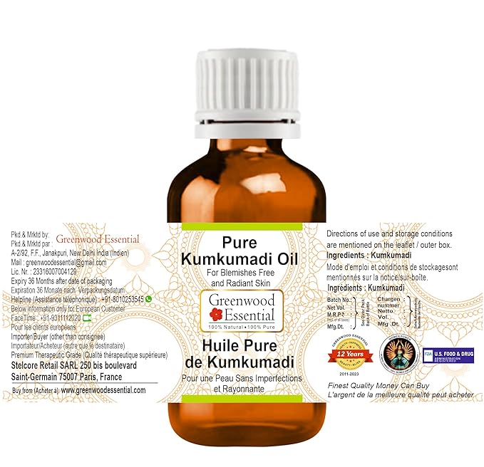 Pure Kumkumadi Oil Premium Therapeutic Grade 10ml (0.33 oz)