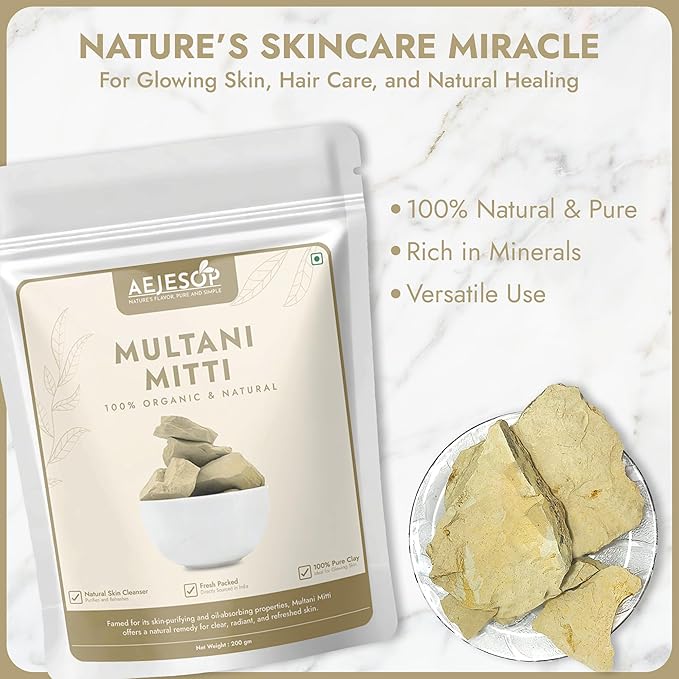 Multani Mitti, Natural Clay, Clay Mask, Clay Face Mask, Natural Mud Mask, 7 oz (200 gm)
