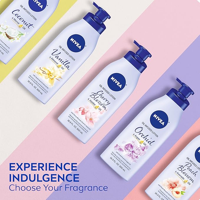 NIVEA Cherry Blossom and Jojoba Oil Infused Lotion, Moisturizing Body Lotion for Dry Skin, 16.9 Fl Oz Pump Bottle