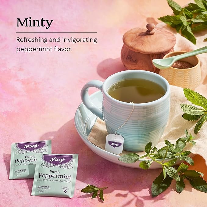 Yogi Tea - Purely Peppermint Tea (2 Pack) - Supports Healthy Digestion - Caffeine Free - 32 Organic Herbal Tea Bags
