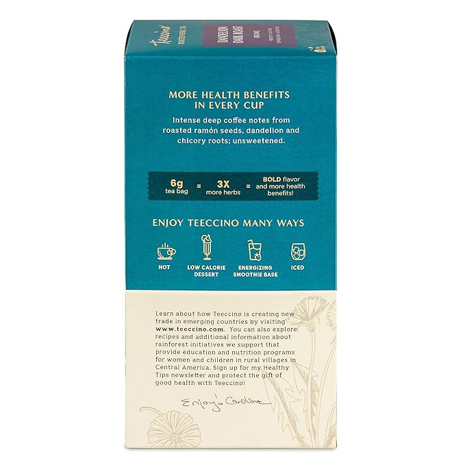 Teeccino Dark Roast Dandelion Tea - Rich & Roasted Herbal Tea That’s Caffeine Free & Prebiotic with Detoxifying Dandelion Root, 25 Tea Bags (Pack of 3)