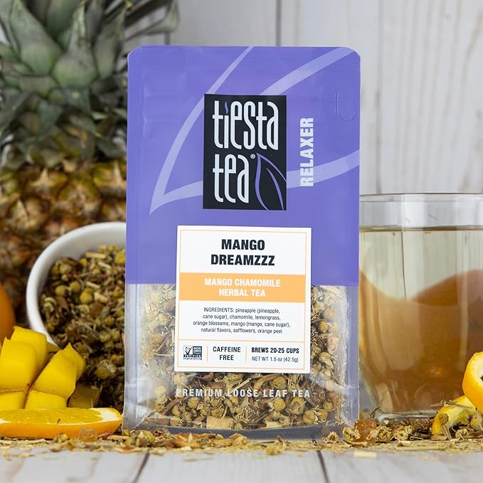 Tiesta Tea - Mango Dreamzzz, Mango Chamomile Herbal Tea, Premium Loose Leaf Tea, Non Caffeinated Tea, 25 Cups - 1.5oz Resealable Pouch (Pack of 2)