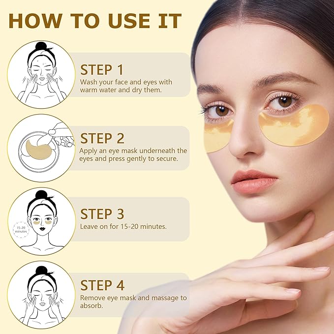 COSMETIC |24K Gold Pure Luxury Lift & Firm Hydra-Gel Eye Patches | Anti-Aging Under-Eye Patches, Help Lift and Firm the Look of the Eye Area