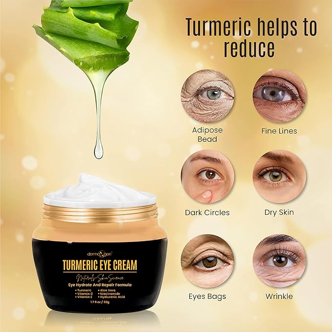 Hydrating Eye Cream & Peptide Serum Set – Turmeric + Vitamin C Eye Cream & Peptide Complex Face Serum with Hyaluronic Acid, Aloe Vera & Vitamins C+E – Nourishing Skincare Duo for a Refreshed Look