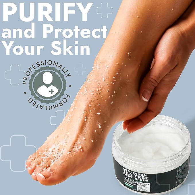 Terramed Just Think Comfort Antifungal Foot Treatment with Tea Tree Oil | Treatment for Jock Itch, Athlete’s Foot, Nail Fungus & Ringworm (Scrub)