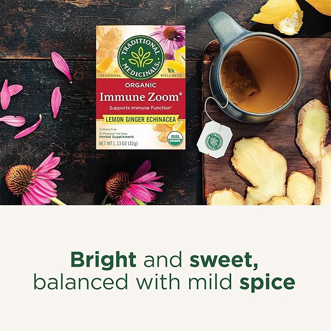 Traditional Medicinals Organic Immune Zoom Lemon Ginger Tea - 16 Ct.