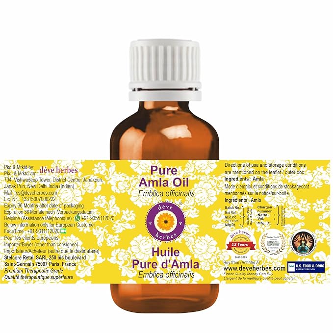 dève herbes Pure Amla Oil (Emblica officinalis) (Pack of Five) 100ml X 5 (16.9 oz)