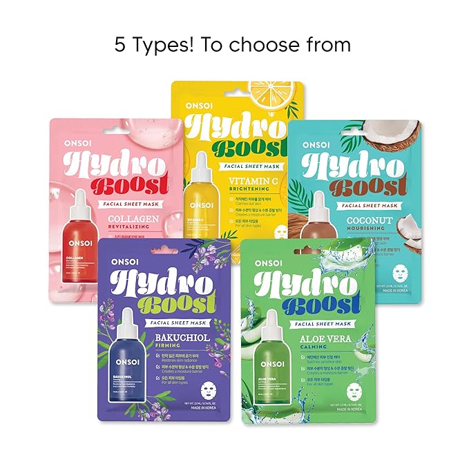36PK ONSOI Hydro Boost Moisturizing Face Masks Skincare Korean Skin Care Facial Sheet Mask (36, 36PK Collagen)