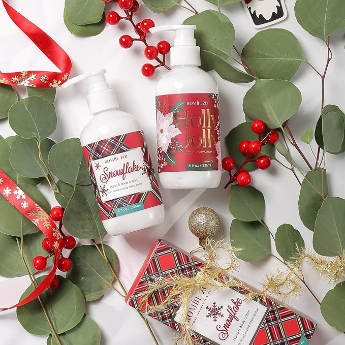 Christmas Hand & Body Lotion with Moisturizing Shea Butter for All Skin Type- Holly Jolly - Citrus & Pine Scent - 236 ML / 8 FL OZ