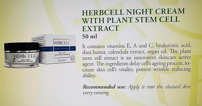 HERBCELL Night Cream, with Collagen Face Mask and Wrinkle Repair - Anti Aging Face Cream for Smooth, Firm Skin Face Moisturizer for All Skin Types - 1.7 oz