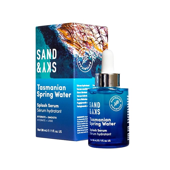 Sand & Sky Tasmanian Spring Water Hydrating Serum with Hyaluronic Acid & Probiotics - Fine Line Reducing Face Serum, Plumps Skin & Smooths Wrinkles, 1 fl oz