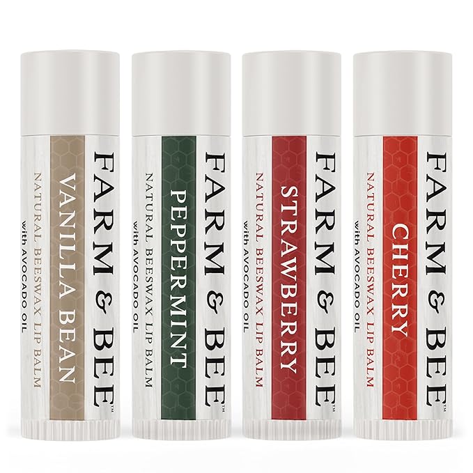 Natural Lip Balm – 4 Pack Gifts for Women & Men - Organic & Natural Ingredients - Moisturizing Lip Care Chapstick - Great Gift Idea for Adults, Women, Men, Teens, and Kids - 0.15oz (Pack of 4)
