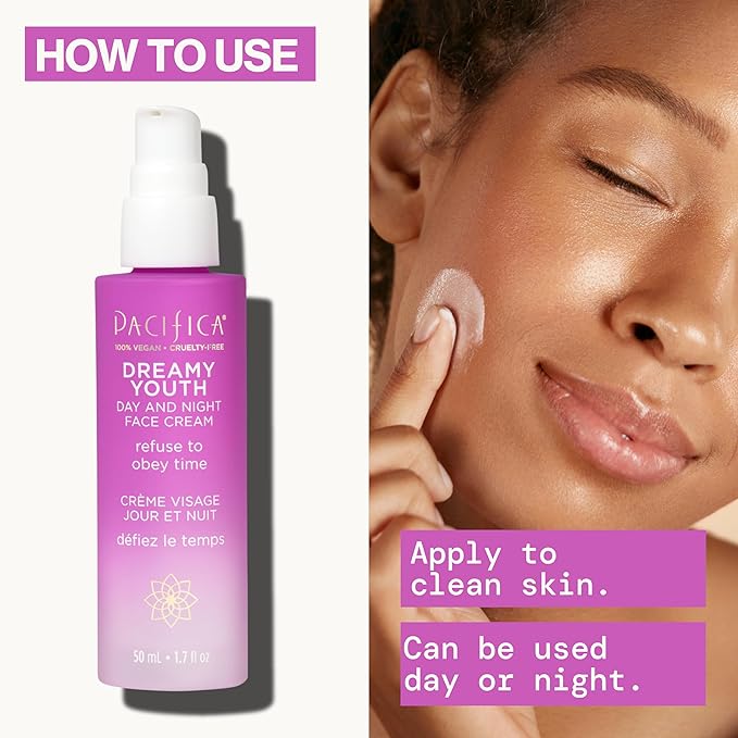 Pacifica Beauty Dreamy Youth Day and Night Face Cream - 1.7 Fl Oz (Pack of 2)- Moisturizer - For Dry and Aging Skin - Peptides, Grapeseed Oil, Floral Stem Cells - Sulfate + Paraben Free - Vegan and Cruelty Free