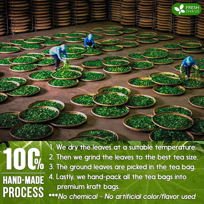 FreshDrinkUS, Premium 75 Papaya Leaf Tea Bags, 100% Natural & Pure from Papaya Leaves. Loose Leaf Papaya Herbal Tea. Made with Natural Material Tea Bags. No Sugar, No Caffeine, No Gluten, Vegan.