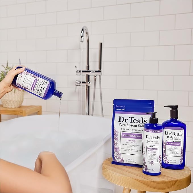 Dr Teal's Foaming Bath with Pure Epsom Salt, Soothe & Sleep with Lavender, 34 fl oz (Pack of 2)