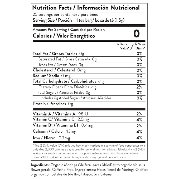 Miracle Tree - 3 Count of Organic Moringa Superfood Tea, 25 Individually Sealed Tea Bags, Hibiscus (Keto, Detox, Energy/Immunity Booster, Vegan, Gluten-Free, Organic, Non-GMO, Caffeine-Free)