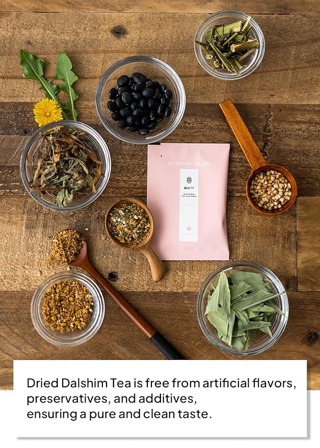 Korean Food Dalsim Herbal Tea Bags, Trendy K-Tea Loved by K-Culture Fans, Caffeine-Free, Natural Hydration, 20 Tea Bags, Daily Beauty Routine