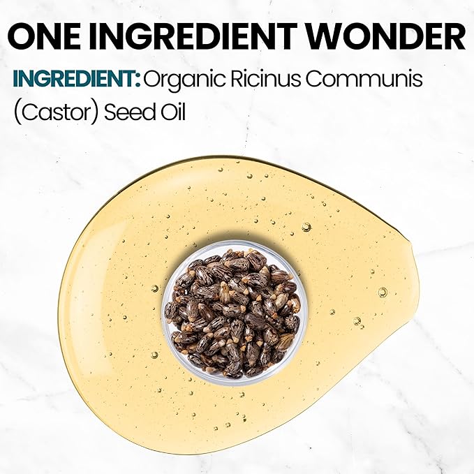 Florisan Organic Castor Oil, EWG Verified & USDA Organic Certified, 16oz, Cold-Pressed, Hexane-Free, Non-GMO, For Hair, Skin, Lashes, Brows, 100% Pure Castor Oil