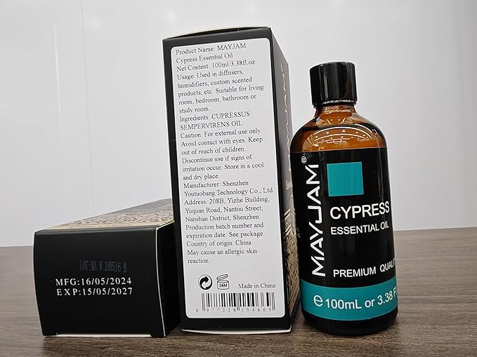 Cypress Essential Oil, MAYJAM 3.38fl.oz/100ml Cypress Oil with Glass Dropper, Ideal for Bedroom Living Room Office Use