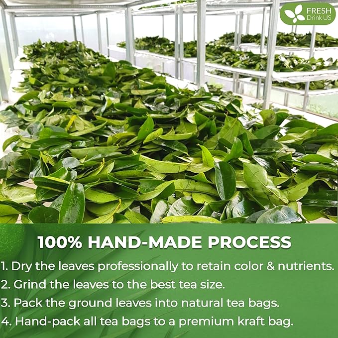 FreshDrinkUS, Premium 10 Soursop Graviola Leaf Tea Bags, 100% Natural & Pure from Soursop Leaves, Hoja Guanabana Herbal Tea. Made with Natural Material Tea Bags. No Sugar, No Caffeine, Vegan.