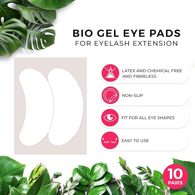 LLBA Biogel Eye Pads for Lash Extensions, Soft Sticky Under Eye Patches for Sensitive Skin, Eyelash Perm Lamination, Lash Extension Remover Supplies (10 Pairs, Style 2)
