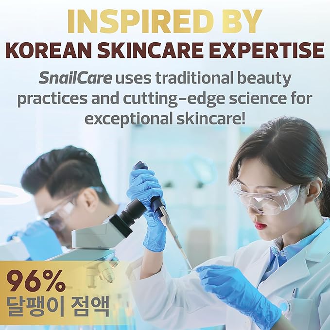 Snail Mucin 96% Serum Essence with Aloe, High Concentration Snail Secretion Filtrate, 99% Naturally Derived Ingredients, baba de caracol original,100ml Air Pump, Korean Skin Care
