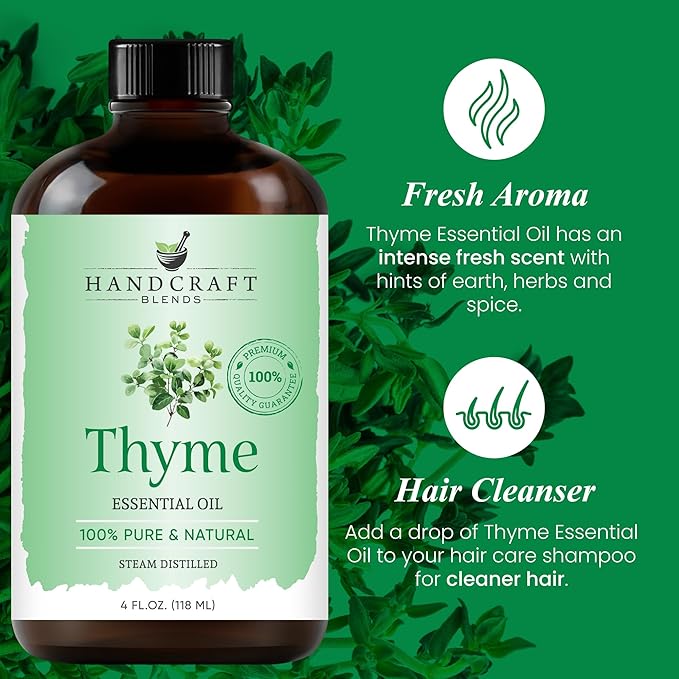 Handcraft Blends Thyme Essential Oil - Huge 4 Fl Oz - 100% Pure and Natural - Premium Grade Essential Oil for Diffuser and Aromatherapy