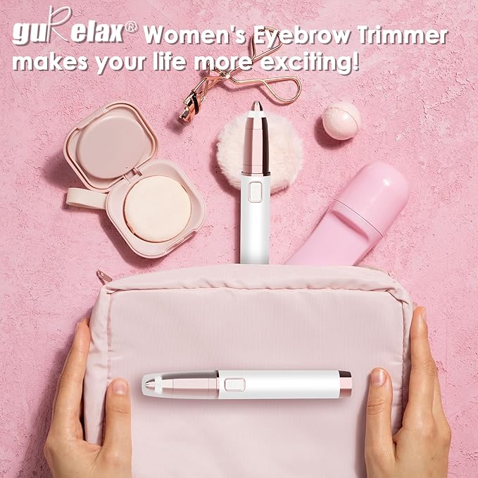 gurelax Eyebrow Trimmer for Women,Electric Eyebrow Hair Remover, Painless Brow Razor Shaper with LED Light, USB Rechargeable, Eye Brow and Face Epilator for Ladies(White)