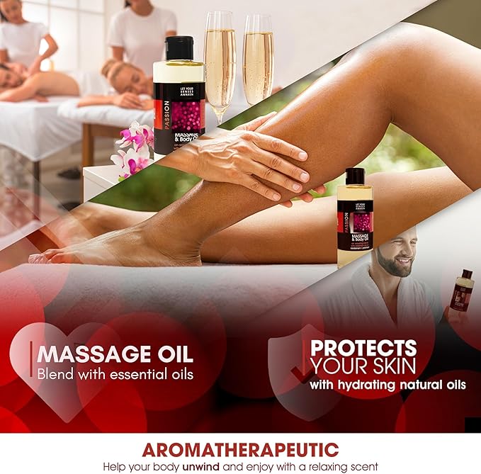 LOVE PLAY Massage Oil - Premium Massage and Body Oil for Massage Therapy - Vitamin E Infused - Essential Oil Blended 6.76 Fl Oz