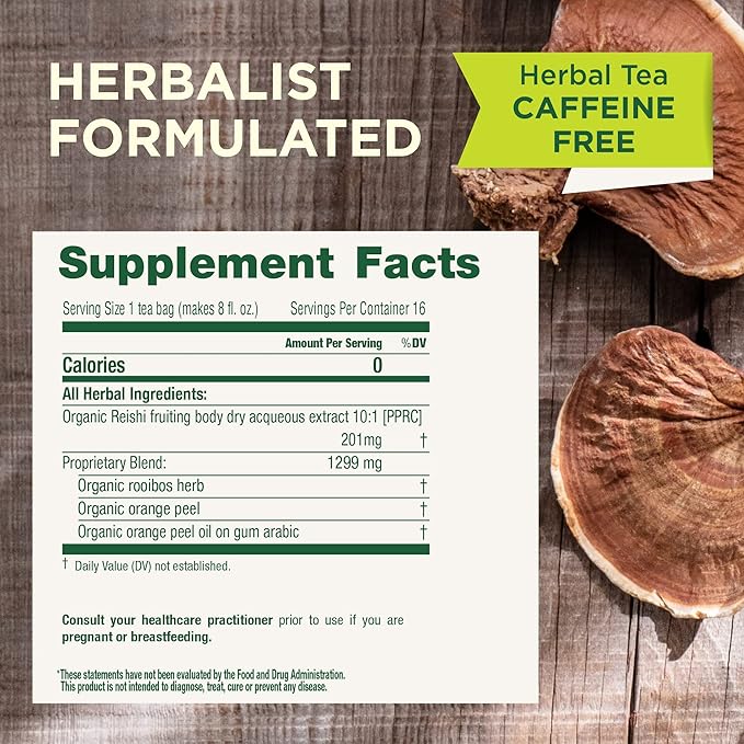 Traditional Medicinals Tea, Organic Reishi Mushroom, Rooibos & Orange Peel, Supports a Healthy Immune System, 96 Tea Bags (6 Pack)