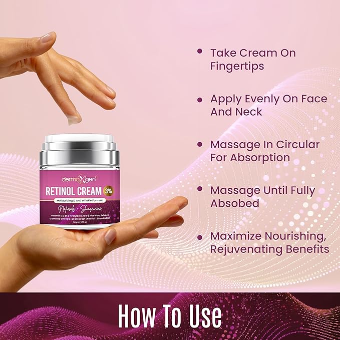 Retinol Cream – 3% (Percent) Retinol Cream for Face with Hyaluronic Acid – Anti-Aging Face Cream for Fine Lines and Wrinkles – Hydrating Face Moisturizer with Shea Butter, Aloe Vera