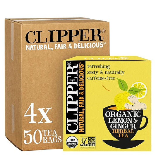 Clipper Tea Lemon & Ginger Teabags – Caffeine Free, USDA Organic, Great Hot or Iced – Aromatic, Natural, Fair & Delicious – 200 Tea Bags