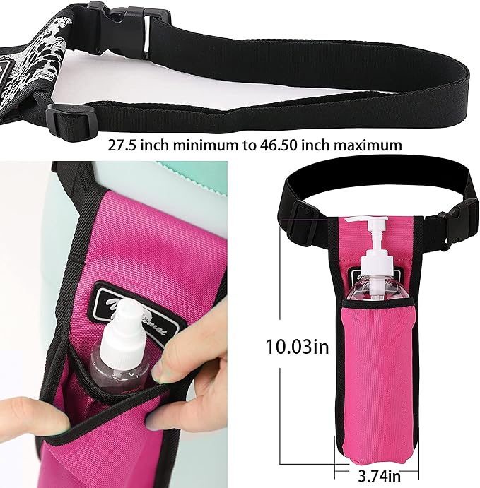 Massage Bottle Bag Massage Therapist Holster Massage Lotion Holster Massage Oil Holster（YR-1KD-Rose Red）