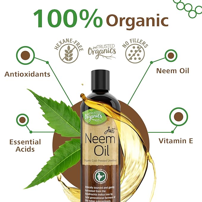 Organic Neem Oil, 100% Pure, Cold Pressed 16 Fluid Ounces