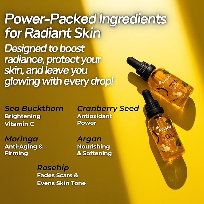 Omega Glow Face Oil – Dark Spot Corrector, Anti-Aging Oil with Omega Fatty Acids & Antioxidants, Enhances Skin Tone & Nourishes Skin Barrier for Radiant, Glowing Skin