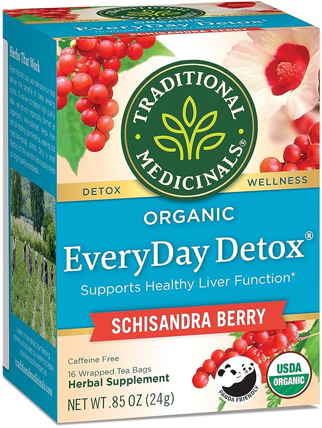 Traditional Medicinals Organic EveryDay Detox Schisandra Berry Herbal Tea, Supports Healthy Liver Function, (Pack of 1) - 16 Tea Bags