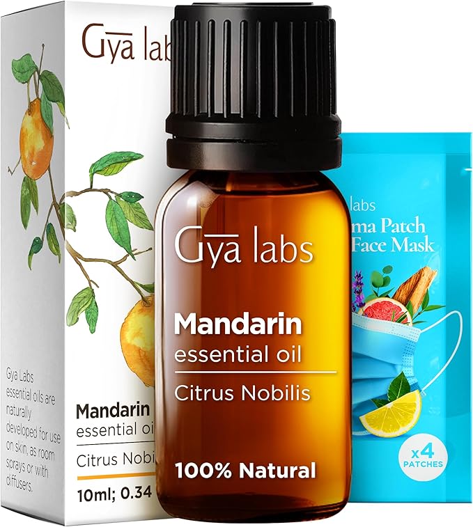 Gya Labs Mandarin Essential Oil for Skin - 0.34 Fl Oz - 100% Pure Natural Mandarin Oil for Diffuser, Skin, Hair, Aromatherapy & Candle Making - Fresh Citrusy Scent
