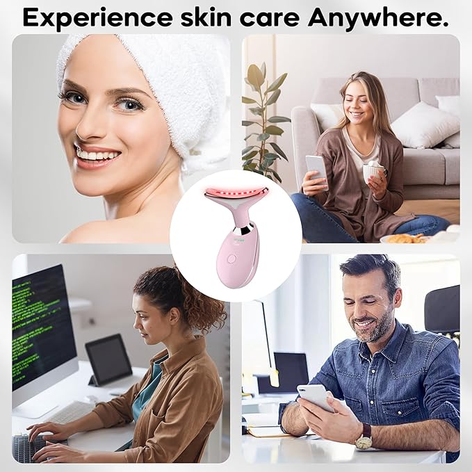 Facial Massager, Portable Face Neck Massager Wand for Skin Care (Pink)