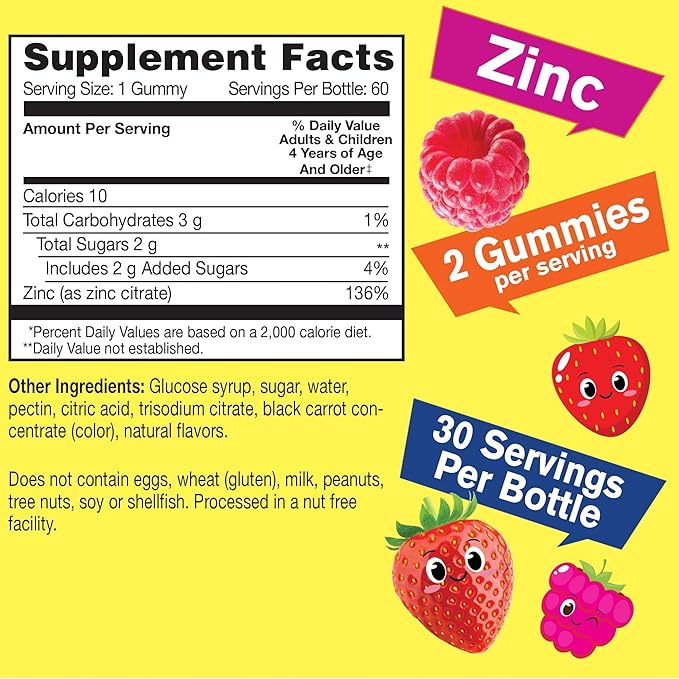 Zinc Kids 15mg + Biotin Kids, Gummies Bundle - Great Tasting, Vitamin Supplement, Gluten Free, GMO Free, Chewable Gummy