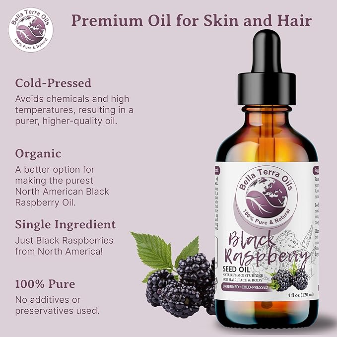 Bella Terra Oils Black Raspberry Seed Oil – 1gallon, Antioxidant Rich, Silky Finish, Nurturing, for Radiant Skin & Lustrous Hair