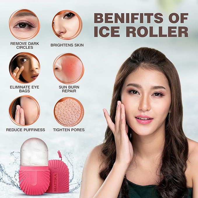 Ice Roller for Face and Eye Glow Naturally and Skincare, Ice Face Roller, Ice Facial Cube, Gua Sha Face Massage, Ice Roller Face for Beauty and Skin Care Gift for Men & Women Face Ice Roller (Pink)