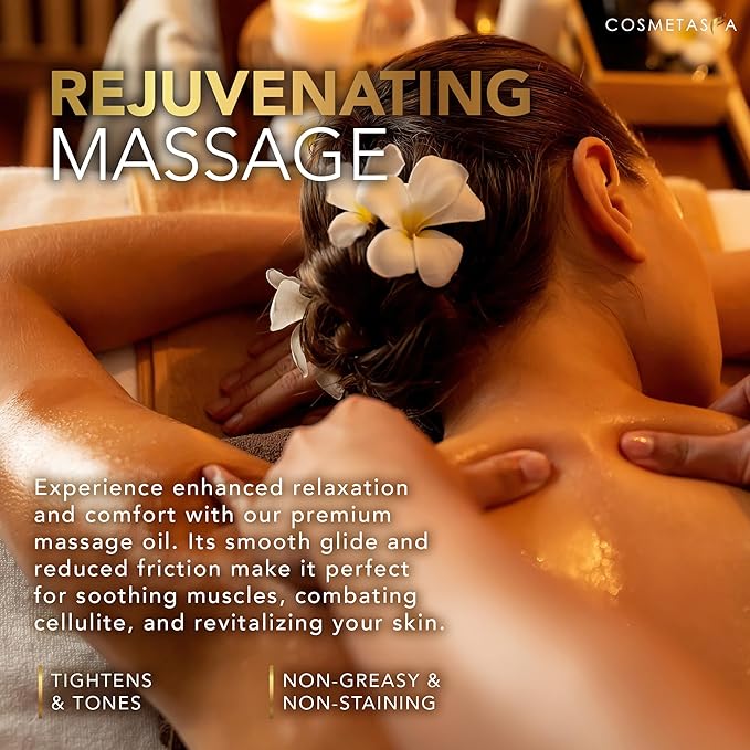 Cellulite Massage Oil & Hot Cream - 100% Natural Cellulite Oil & Gel, Highly Absorbable, Firm, Tone, Tighten & Moisturize Skin - Soothes Muscles (16.9 Fl Oz Each Bottle)