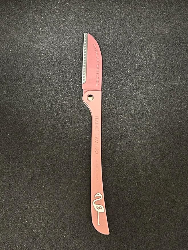 Feather Flamingo Facial Touch Up Stainless Steel Razor for Eyebrow and Face Hair Removal - 3 Pack | Foldable and Long-Lasting