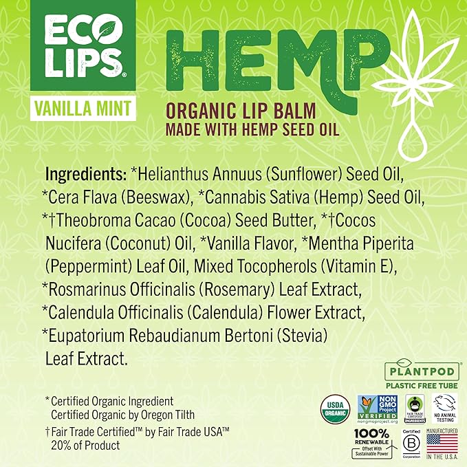 Eco Lips Organic Hemp Lip Balm (Vanilla
