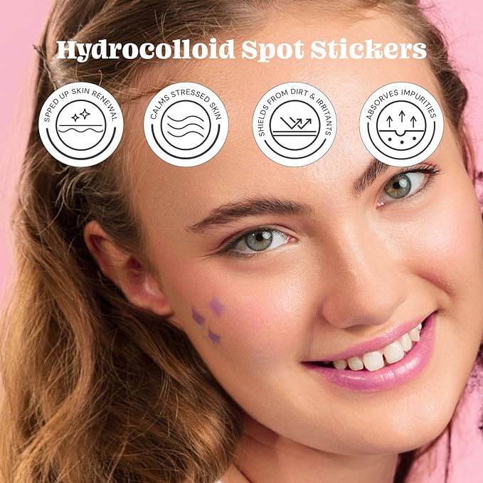 Glossmetics Sticker Slap Clear Blemish Patches. Invisible Fast Acting Zit and Blemish Patch. Cute Spot Stickers for Face, Soothe & Reduce Redness. Vegan & Cruelty Free, 40 Star Patches