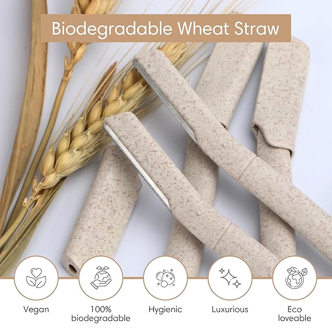 Dermaplane Face Razor Tool - Biodegradable- Swedish Stainless Steel-For exfoliation and Hair removal- Men and Woman -12 pc. Organic Luxury