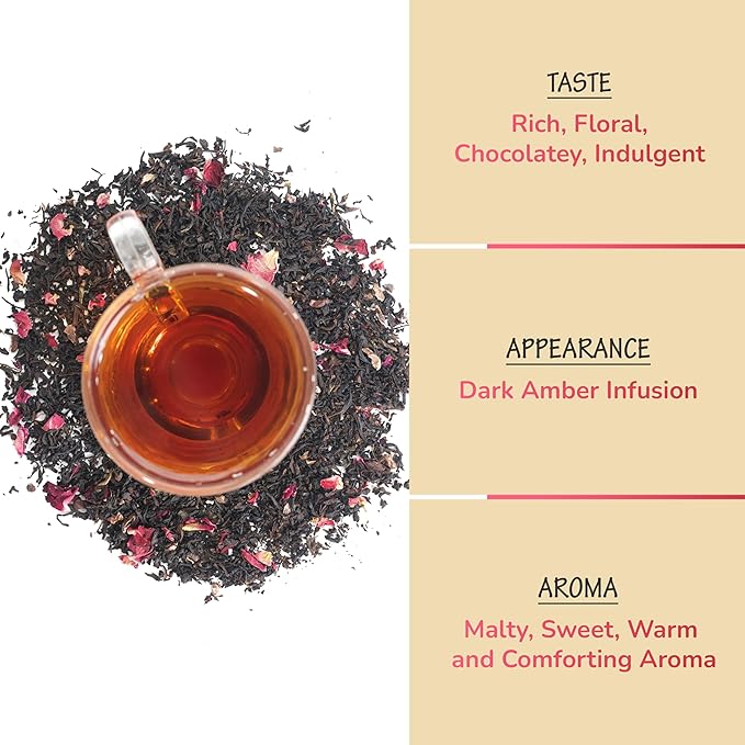 BREWIX Chocolate Rose Loose Black Tea (50+ Cups, 3.53oz/100g) | Valentine's and Dessert Tea