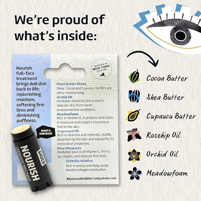 SALLYEANDER Nourish Under Eye Treatment for Dark Circles, Crow's Feet, Fine Lines, and Puffiness - Nourish, Moisturize & Gently Restore Tender Under Eye Skin - 100% Handmade