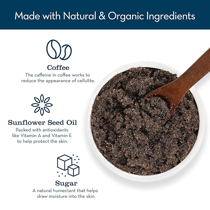 Naples Soap Company Cellulite Firming Coffee Sugar Scrub – Natural Exfoliating and Hydrating Body Scrub for Soft, Radiant Skin – Gluten Free, No Harmful Ingredients, 9 oz