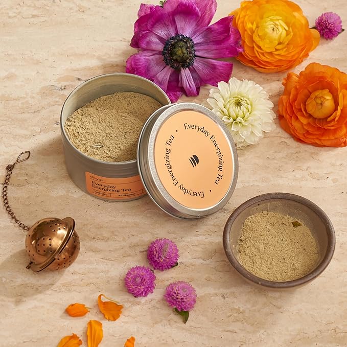 Divya's Everyday Energizing Ginger Tea, Uplifting Ayurvedic Herbal Tea with Amla, Lemongrass, Nettles, & More, Caffeine Free, Organic, Non-GMO, Ayurvedic, Loose Leaf Tea